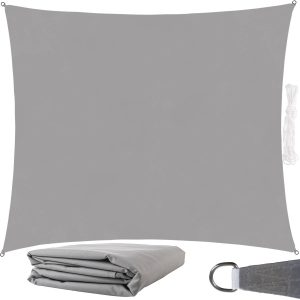 Négyszögletű, vízálló, UV szűrős napvitorla 4 x 3 m - szürke (BB-23143)