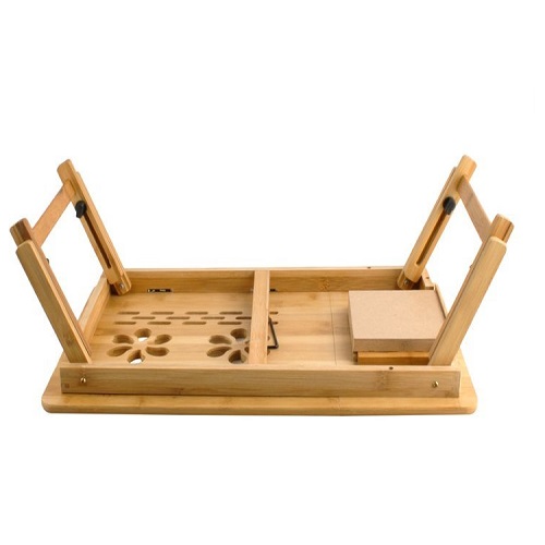 Összecsukható, hordozható bambusz laptop asztal – állítható magassággal-, és dőlésszöggel – 69 x 34,6 x 26,5 cm (BB-7974) (10)