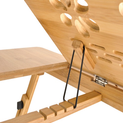 Összecsukható, hordozható bambusz laptop asztal – állítható magassággal-, és dőlésszöggel – 69 x 34,6 x 26,5 cm (BB-7974) (4)