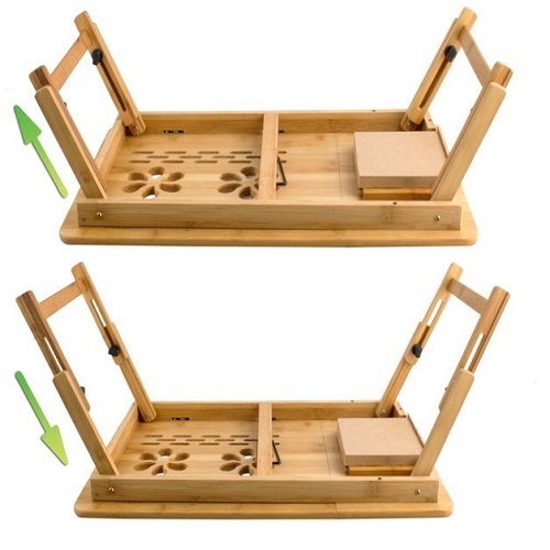 Összecsukható, hordozható bambusz laptop asztal – állítható magassággal-, és dőlésszöggel – 69 x 34,6 x 26,5 cm (BB-7974) (9)