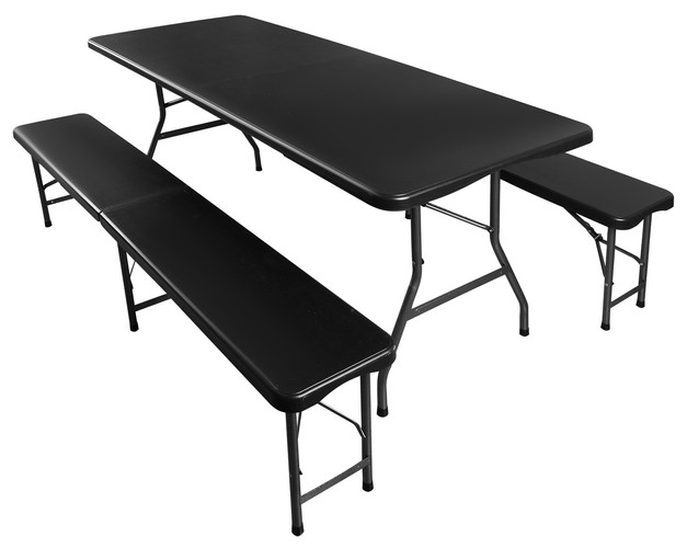 Összecsukható kerti asztal 2 darab paddal, csúszásgátló lábakkal – 180 cm, fekete (BB-17966) (6)