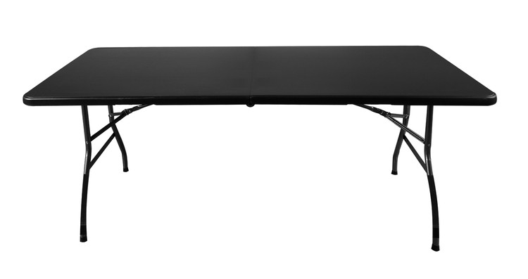 Összecsukható kerti asztal 2 darab paddal, csúszásgátló lábakkal – 180 cm, fekete (BB-17966) (8)
