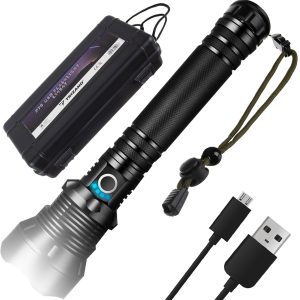 XH-P70 nagy teljesítményű taktikai LED-es zseblámpa praktikus tokkal - 3 világítási móddal - ZOOM, USB (BB-23441)
