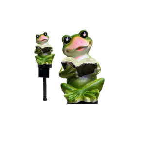 Béka alakú LED-es, leszúrható napelemes kültéri dekor lámpa - kerti szolár lámpa olvasó béka figurával - 42 cm (BBD) - Image 4