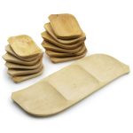 13 részes fatányér készlet - fából készült kínáló szett - 1 db 60 x 20 cm-es tál és 12 db tányér (BBE) (BBA)