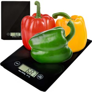 Elektronikus konyhai mérleg - fekete üveg mérleg tara és automatikus kikapcsolás funkcióval - 2-5 kg (BB-1158)