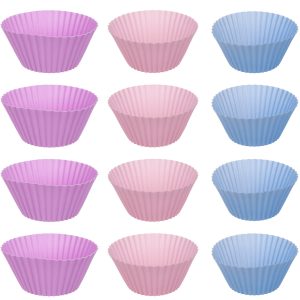 35 x 26,5 x 3cm-es, teflonos muffin sütő tepsi - 12 db színes, tapadásmentes szilikon muffin formával (BB-17212) - Image 7