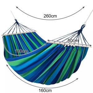 Csíkos, kétszemélyes függőágy tárolózsákban - könnyen felszerelhető nyugágy tartós, kopásálló anyagból - 260 x 160 cm (BB-21078) - Image 4