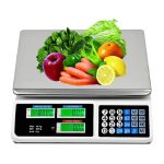 Digitális árazómérleg 40 kg-ig - árszorzós bolti mérleg 3 LCD kijelzővel - 5 gramm pontosság, rozsdamentes acél mérőtálca (BBD)(BBA)(BBKM)