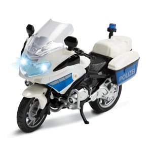 Lendkerekes játék rendőrmotor gyerekeknek - hátrahúzós kismotor - fehér, kék (BBJ)