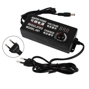 LCD kijelzős hálózati adapter túltöltés elleni védelemmel és feszültség szabályozóval - 100V-240V 50/60Hz (THM)
