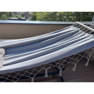 Nagyméretű, kényelmes kerti függőágy merevítőkkel és tárolózsákkal - 200x100cm, szürke (BB-21079) - Image 12