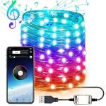 Zenére, tapsra változó színű, IP67 vízálló, RGB LED fényfüzér - távirányítóval és okostelefonnal is vezérelhető - 10 m (BBJ)