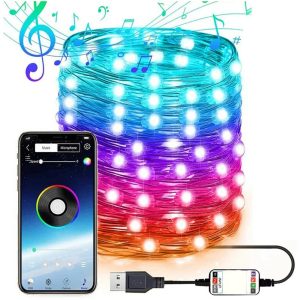 Zenére, tapsra változó színű, IP67 vízálló, RGB LED fényfüzér - távirányítóval és okostelefonnal is vezérelhető - 10 m (BBJ)