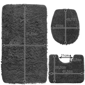 3 db-os puha fürdőszobai szőnyeg szett - sötét szürke (BB-22061) - Image 7