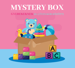 MYSTERY BOX gyerekeknek (0-4 éves kor között) 5+ db meglepetés termék  9990.-Ft