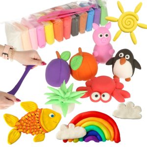 12 színű, könnyen formázható, nem ragadó gyurma készlet modellező spatulákkal - fejleszti a kreativitást és a kézügyességet (BBI-5262)