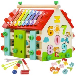 3in1 készségfejlesztő házikó xilofonnal, formabedobóval, szerszámokkal (BB-22564)