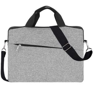 12-14" méretű vállra akasztható laptop táska levehető pánttal - szürke (BB-22672)