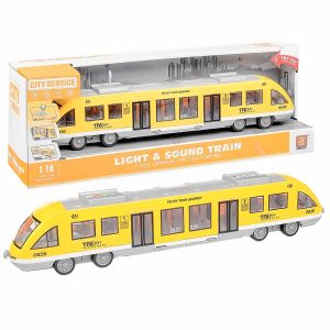 43 cm hosszú lendkerekes játék vonat élethű hanghatásokkal, nyitható ajtókkal és világító utastérrel  (BBJ)(BBMJ)