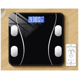 LCD kijelzős analitikus fürdőszobai okosmérleg fekete színben - 8 paraméter mérésére - 180 kg-ig (BB-22525)