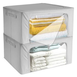 Praktikus, összecsukható textil tároló ágyneműhöz, ruhákhoz, törölközőkhöz - szekrény rendszerező - 2db (BB-22930)