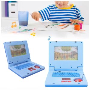 Készségfejlesztő játék laptop kisfiúknak - mozgó képernyővel, zenével és fényhatásokkal - kék (BBJ)