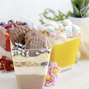 Négyzet alakú desszertcsészék bulikra, rendezvényekre, eseményekre - 50 darabos készlet (BB-21164) - Image 4