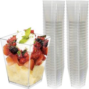 Négyzet alakú desszertcsészék bulikra, rendezvényekre, eseményekre - 50 darabos készlet (BB-21164)