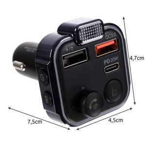 Xtrobb FM Bluetooth transzmitter - Bluetooth FM adó töltő adapter 2xUSB + USB Type-C (BB-22355) - Image 7