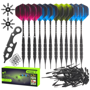 12 darabos 3 színű darts szett + kiegészítők (BB-21629)