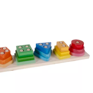 Fából készült motorikus készségfejlesztő játék gyerekeknek színes alakzatokkal (BB-22492) - Image 6