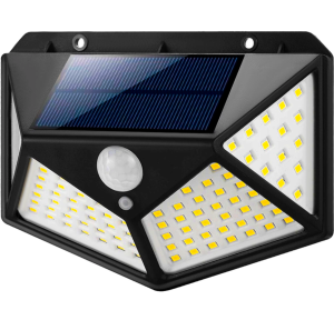 Mozgás- és szürkületérzékelős, 100 LED-es napelemes kültéri lámpa (BBL)