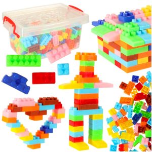 240 darabos színes, készségfejlesztő műanyag retro építőkocka tárolódobozban (BBI-6913)