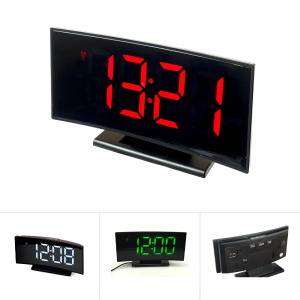 DS-3621L ívelt LED kijelzős digitális ébresztőóra, hőmérő funkcióval (BBV)