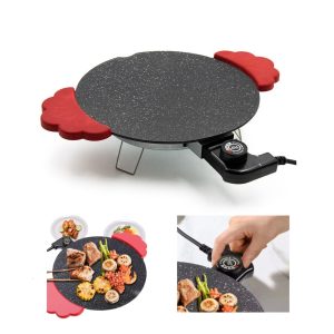 Elektromos asztali grill 800W – tapadásmentes hordozható grill állítható hőfokszabályzóval, 28 cm grillfelület sütéshez (BBM)