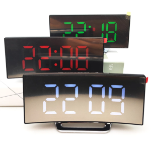 Tükör ívelt kijelzős design LED digitális ébresztő óra – DT-6507 (BBV)