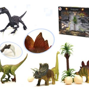 Dinoszaurusz figurakészlet készlet 7 darab különböző dinoszaurusszal tojásokkal, kiegészítő elemekkel (BBI-6397) - Image 2
