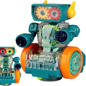 Mechanikus interaktív fogaskerék-robot színes világító zenés lámpás játék kicsiknek