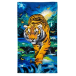 Szuper nedvszívó tigris mintás plüss strandfürdőlepedő 70 x 140 cm (BBCD)
