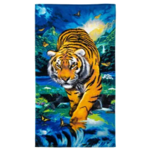 Szuper nedvszívó tigris mintás plüss strandfürdőlepedő 70 x 140 cm (BBCD)