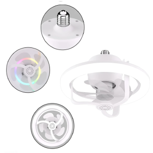E27 LED mennyezeti ventilátor izzólámpa,  távirányítóval szabályozható - RGB  (THM)