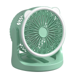 Hordozható mini újratölthető asztali ventilátor praktikus LED lámpával - 180°-ban forgatható, 3 sebességes (BBJH)