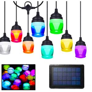 RGB kültéri időjárásálló napelemes dekor Izzósor- 10 darab LED izzó (BBV)