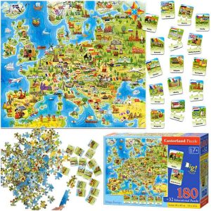 Fedezd fel Európát! 180 darabos puzzle - további 32 darab oktatási kvíz kártyával (BBI-4796)