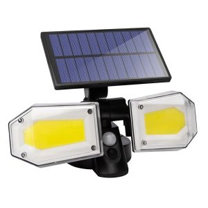 Napelemes mozgásérzékelős 130 COB LED kültéri lámpa – 21 x 3 x 7 cm (BBV)
