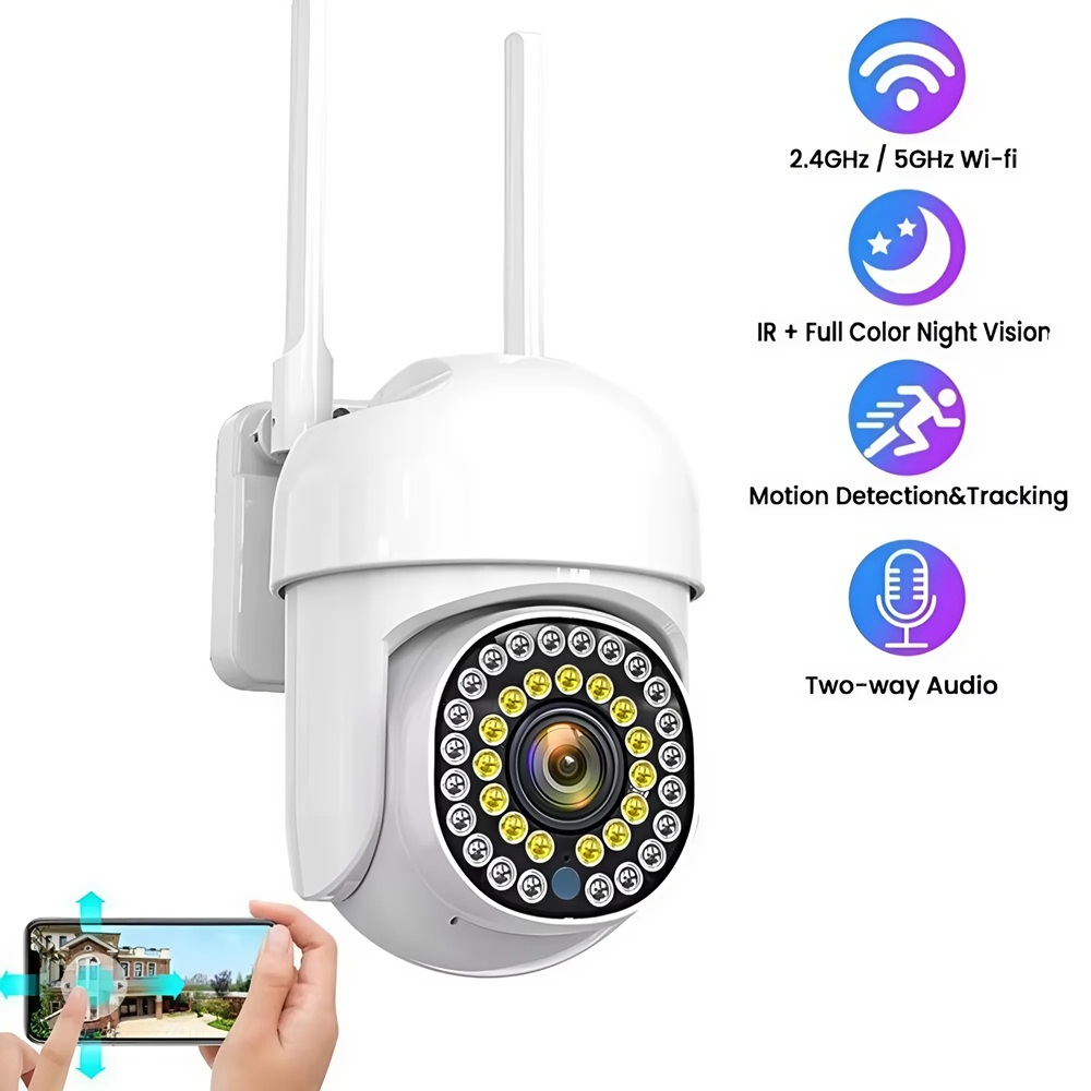 1+1 WiFi IP kamera – 360°-ban forgatható, FULL HD éjjellátó, mozgásérzékelővel, kétirányú hanggal, beltéri és kültéri biztonsághoz (BBV) - Image 6