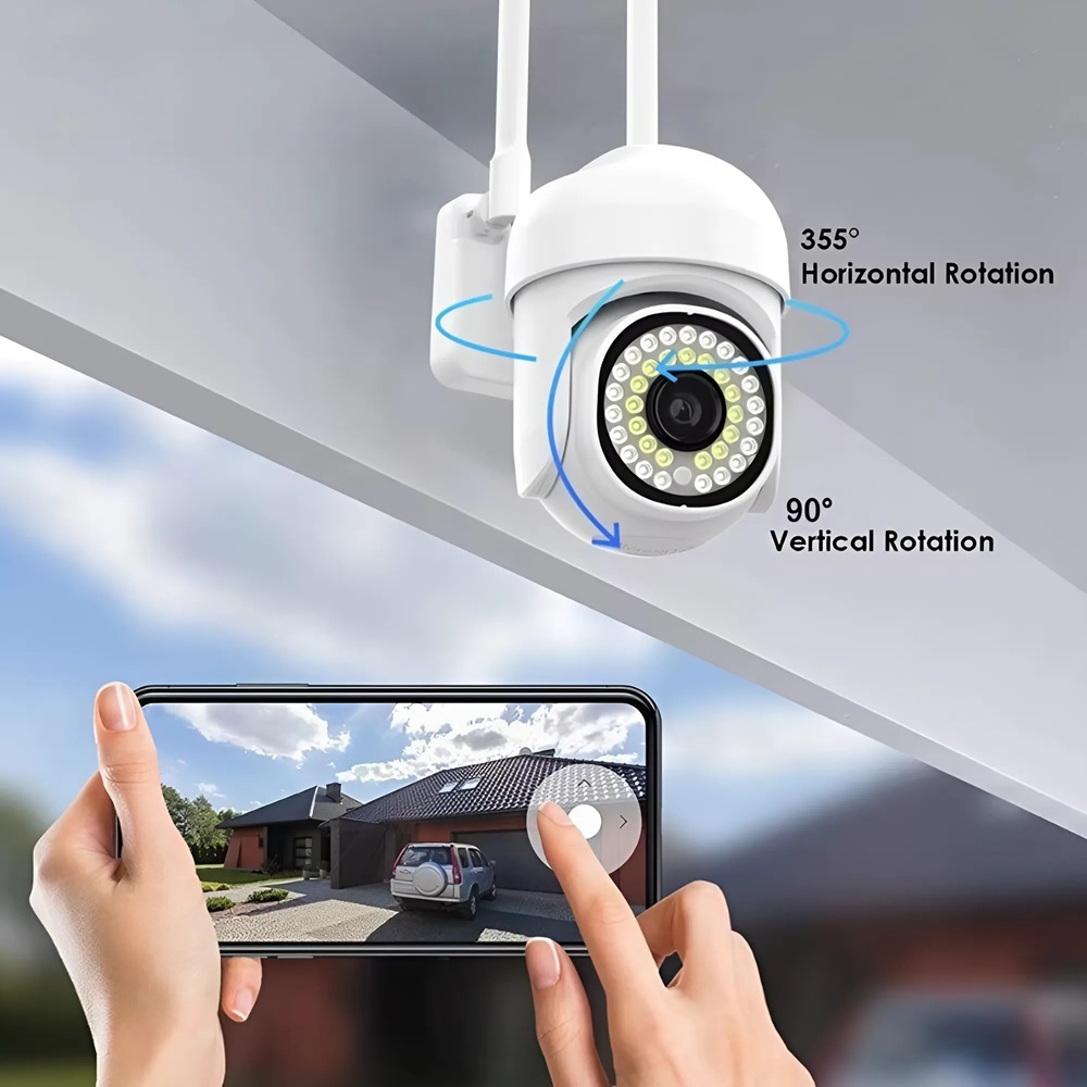 1+1 WiFi IP kamera – 360°-ban forgatható, FULL HD éjjellátó, mozgásérzékelővel, kétirányú hanggal, beltéri és kültéri biztonsághoz (BBV) - Image 9