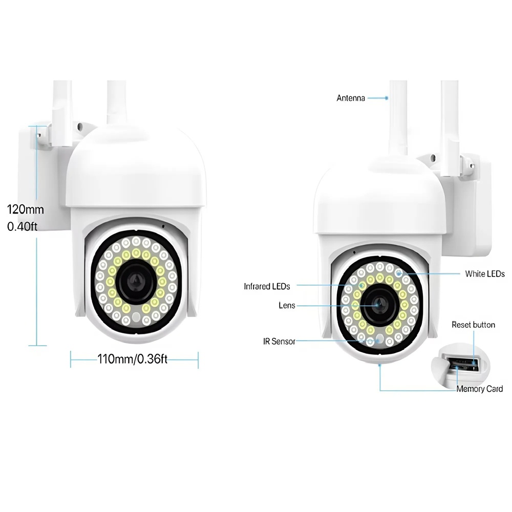 1+1 WiFi IP kamera – 360°-ban forgatható, FULL HD éjjellátó, mozgásérzékelővel, kétirányú hanggal, beltéri és kültéri biztonsághoz (BBV) - Image 7