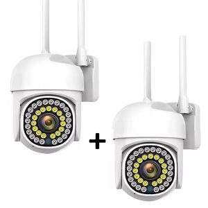 1+1 WiFi IP kamera – 360°-ban forgatható, FULL HD éjjellátó, mozgásérzékelővel, kétirányú hanggal, beltéri és kültéri biztonsághoz (BBV)